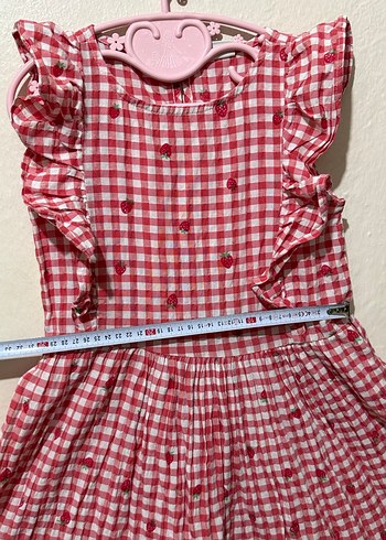 Kırmızı Kareli Fırfırlı Yazlık Kız Çocuk Elbisesi - Görsel 2