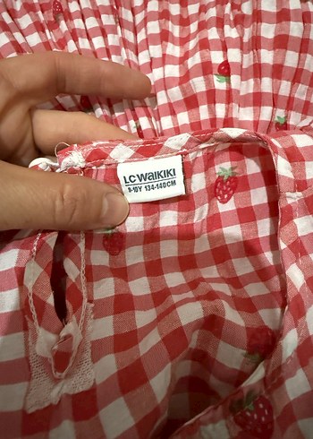 Kırmızı Kareli Fırfırlı Yazlık Kız Çocuk Elbisesi - Görsel 6