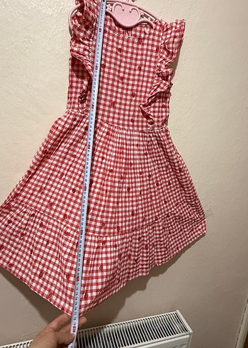 Kırmızı Kareli Fırfırlı Yazlık Kız Çocuk Elbisesi - Görsel 3