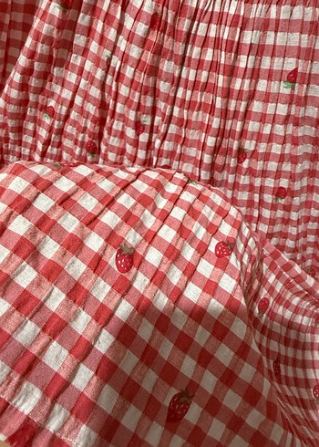 Kırmızı Kareli Fırfırlı Yazlık Kız Çocuk Elbisesi - Görsel 4