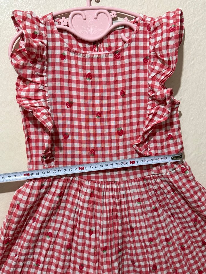 Kırmızı Kareli Fırfırlı Yazlık Kız Çocuk Elbisesi - Görsel 2