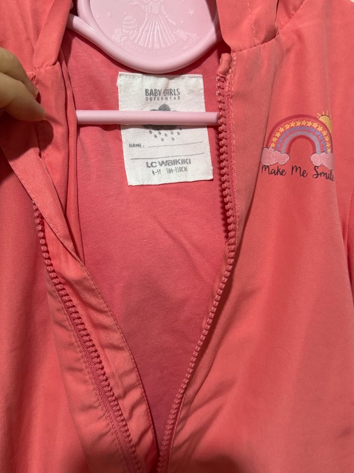 Kız Çocuk Pembe Kapüşonlu Yağmurluk - Görsel 2