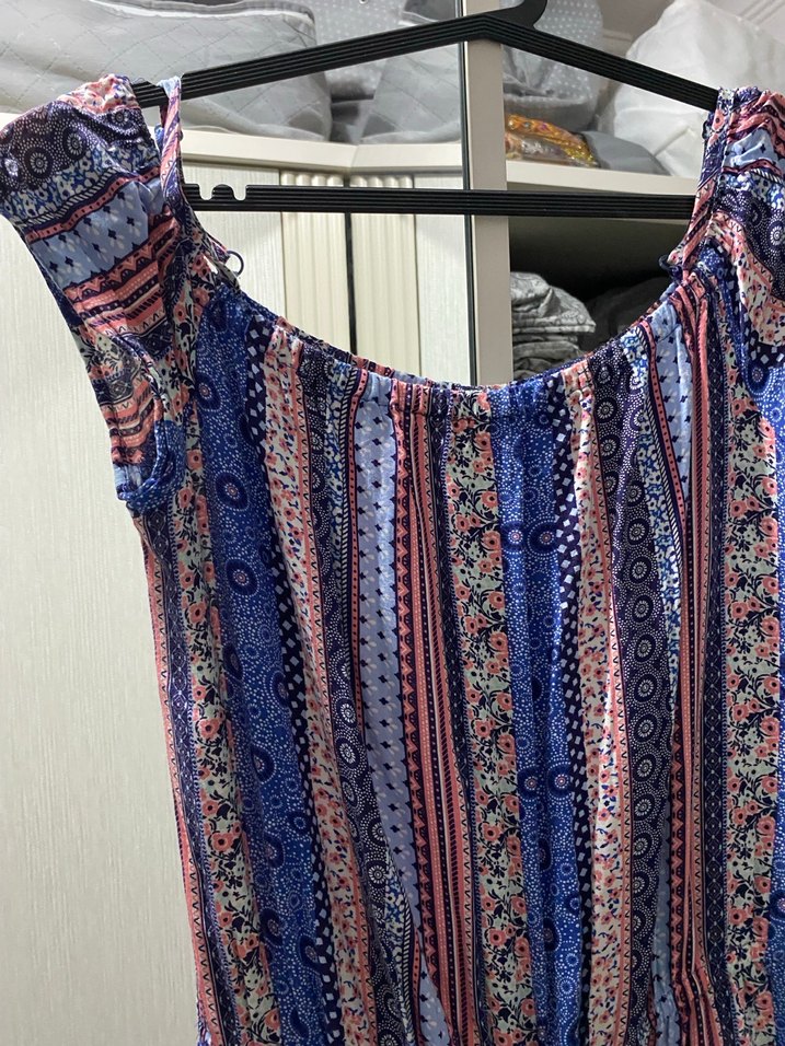 Kadın Çok Renkli Uzun Bohem Tulum - Görsel 3