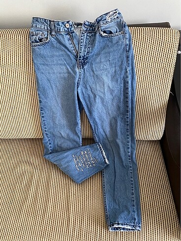 Mom jean kot pantolon