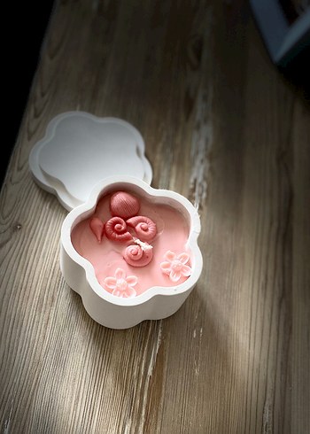  Beden Pastel Pembe Çiçekli Dekoratif Mum