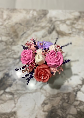 Diğer Pastel Pembe Gül Şekilli Mum