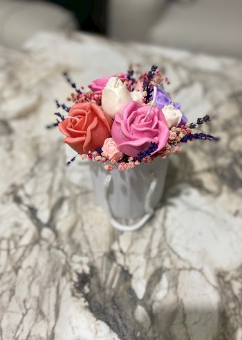  Beden Pastel Pembe Gül Şekilli Mum