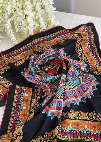 Renkli İpek Görünümlü Bohem Kadın Fular - Görsel 3