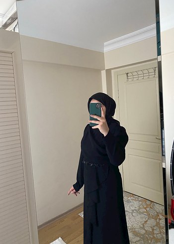 Drapeli Siyah Uzun Kadın Elbise - Görsel 7