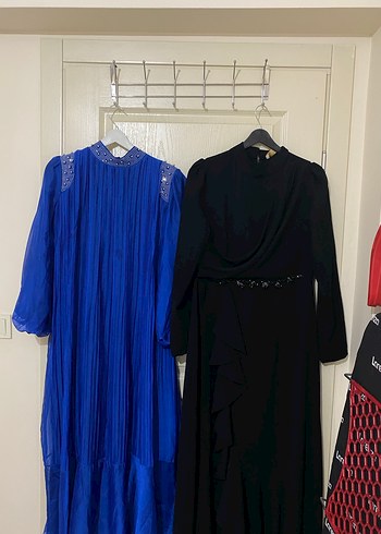 Drapeli Siyah Uzun Kadın Elbise - Görsel 4