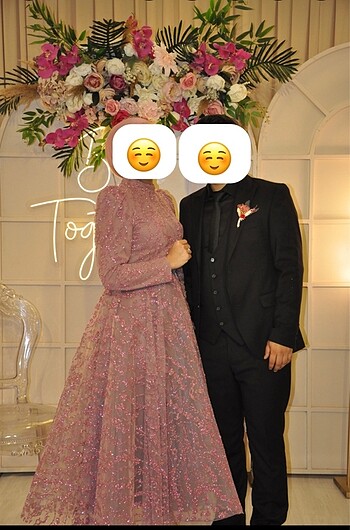 38 Beden pembe Renk Nişan Elbisesi