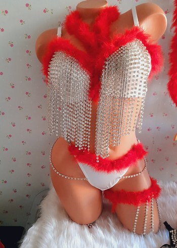 Kırmızı Boncuklu Vücut Zinciri - Yılan Desenli - Görsel 8