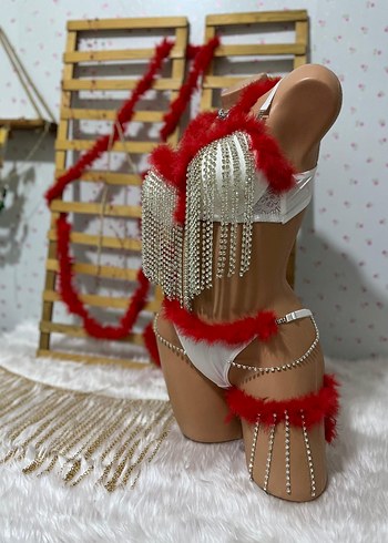 Kırmızı Boncuklu Vücut Zinciri - Yılan Desenli - Görsel 2