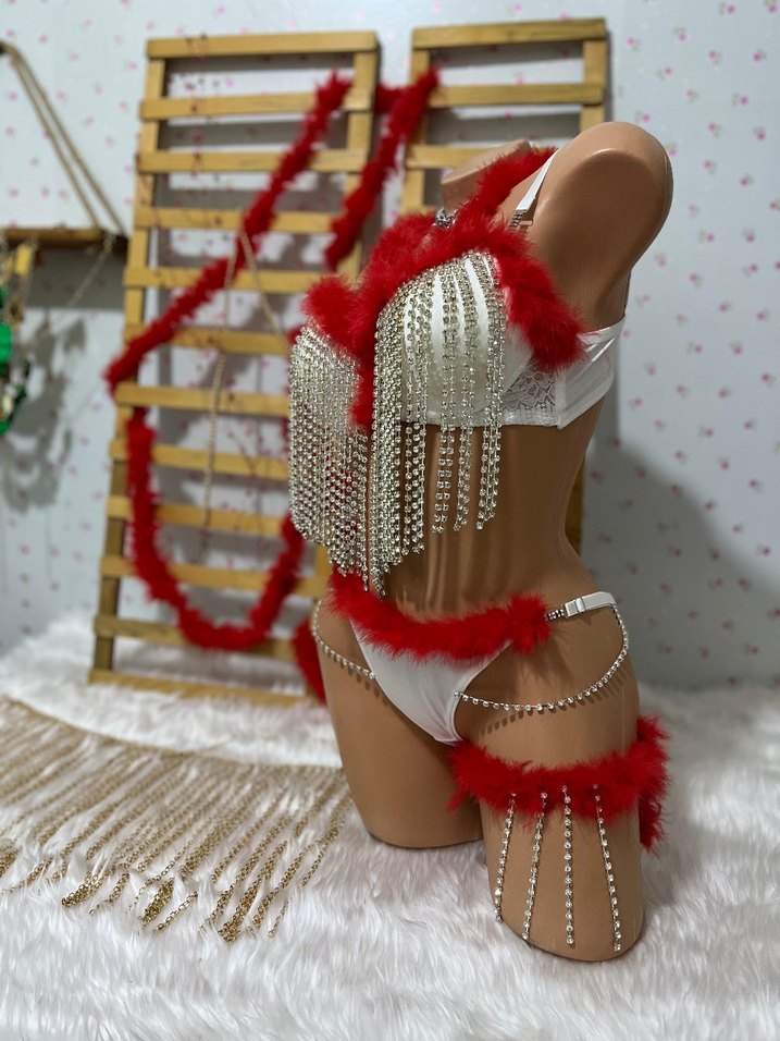 Kırmızı Boncuklu Vücut Zinciri - Yılan Desenli - Görsel 2