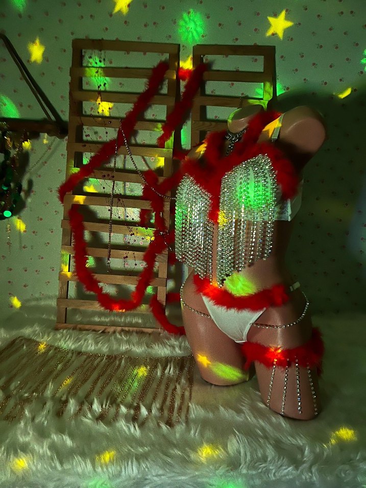 Kırmızı Boncuklu Vücut Zinciri - Yılan Desenli - Görsel 3