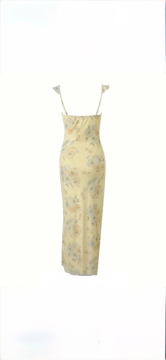 Sarı Çiçek Desenli Pinterest  Elbise - Görsel 5