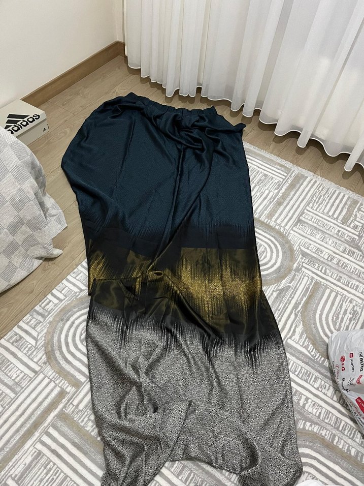 Mavi Bağlama Desenli Modern Perde - Görsel 2