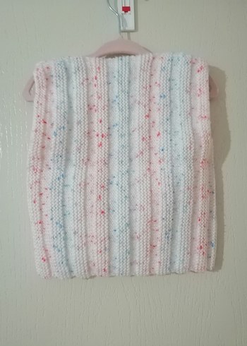 Kız Çocuk Pastel Renkli V Yaka Örme Yelek - Görsel 2