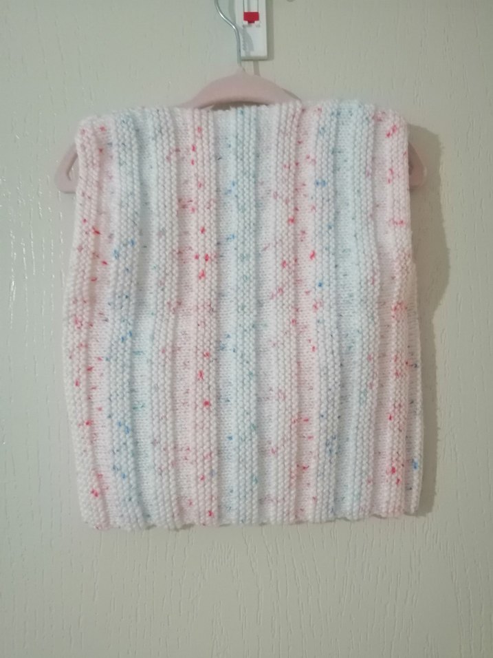 Kız Çocuk Pastel Renkli V Yaka Örme Yelek - Görsel 2