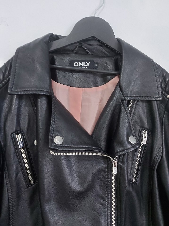 Siyah Deri Biker Ceket - Görsel 4