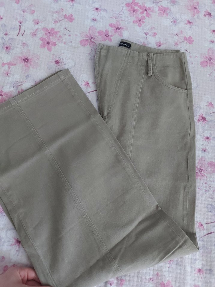 acik hakiKadın Pamuk Kumaş Rahat Kesim Pantolon - Görsel 3