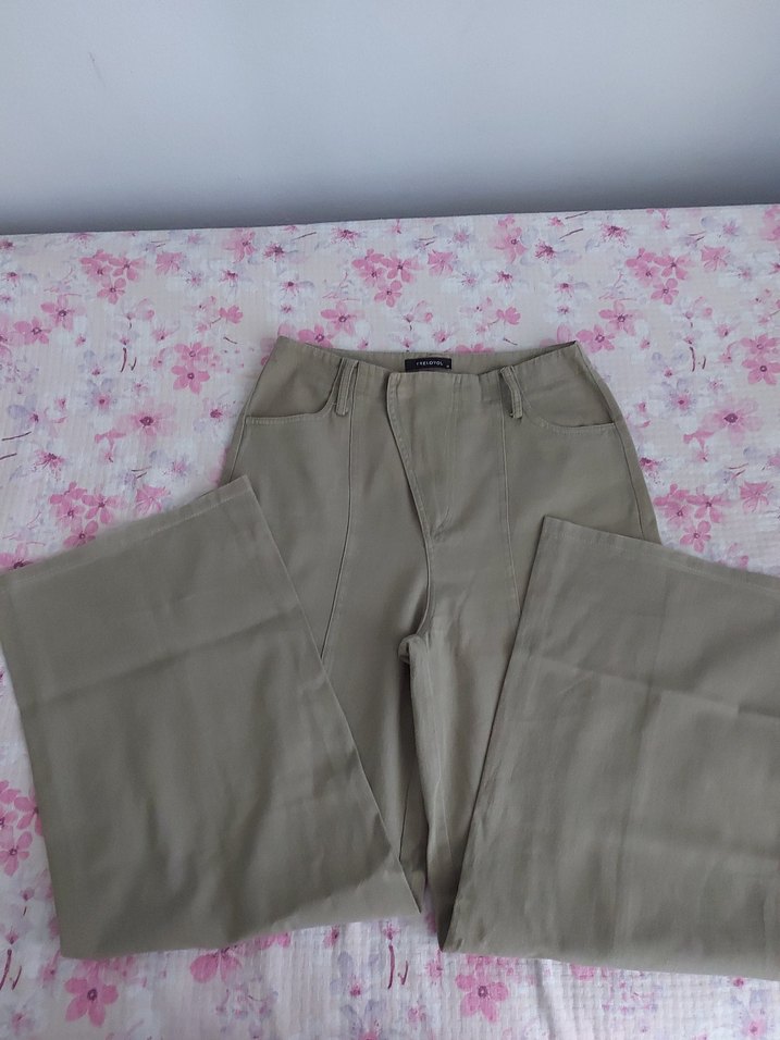 acik hakiKadın Pamuk Kumaş Rahat Kesim Pantolon - Görsel 2