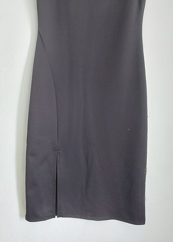 yan yirtmacli slimfit elbise - Görsel 6