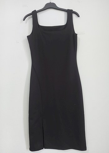 yan yirtmacli slimfit elbise - Görsel 2