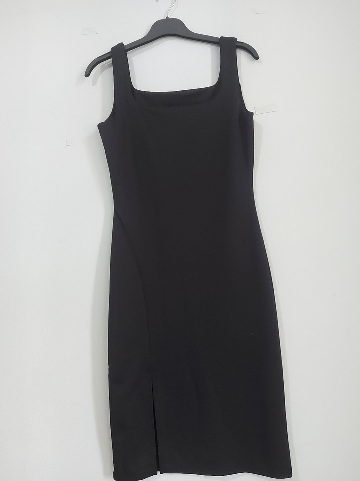 yan yirtmacli slimfit elbise - Görsel 4