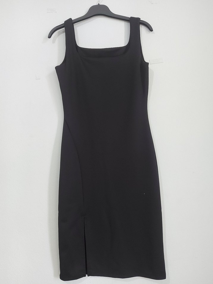 yan yirtmacli slimfit elbise - Görsel 2