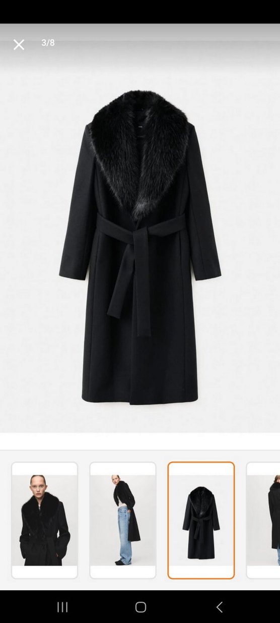 Siyah Kadın Uzun Denim Kemerli Palto - Görsel 4