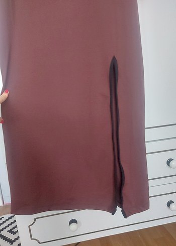 Bordo Uzun Kollu V Yaka Uzun Elbise - Görsel 4