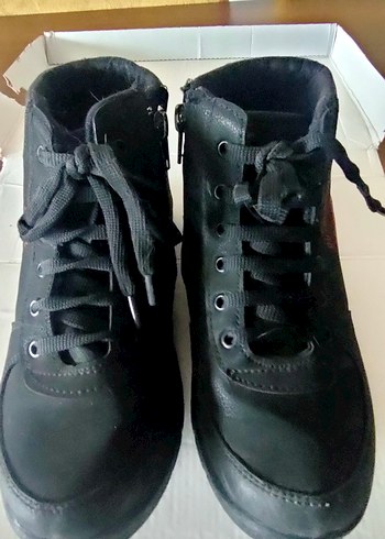 34 Beden Siyah Biker Tarzı Erkek Outdoor Botu