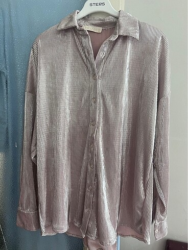 Pembe kadın oversize gömlek