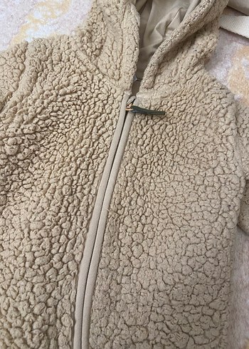 Kahverengi Peluş Bebek Tulumu Kapüşonlu - Görsel 3