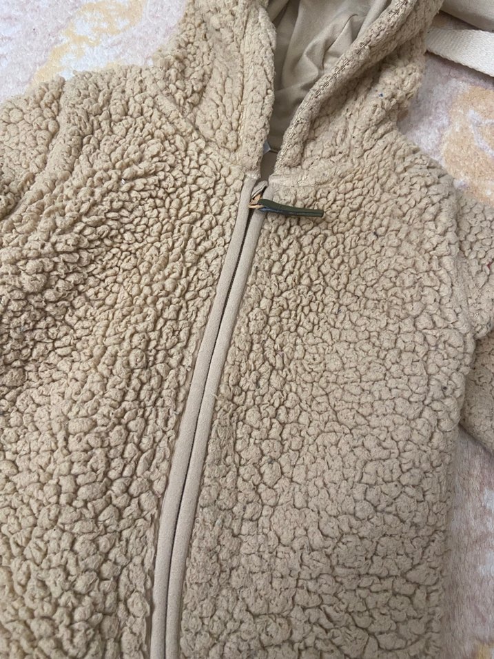 Kahverengi Peluş Bebek Tulumu Kapüşonlu - Görsel 3