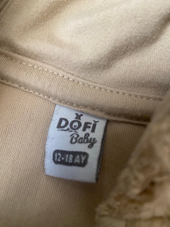 Kahverengi Peluş Bebek Tulumu Kapüşonlu - Görsel 4