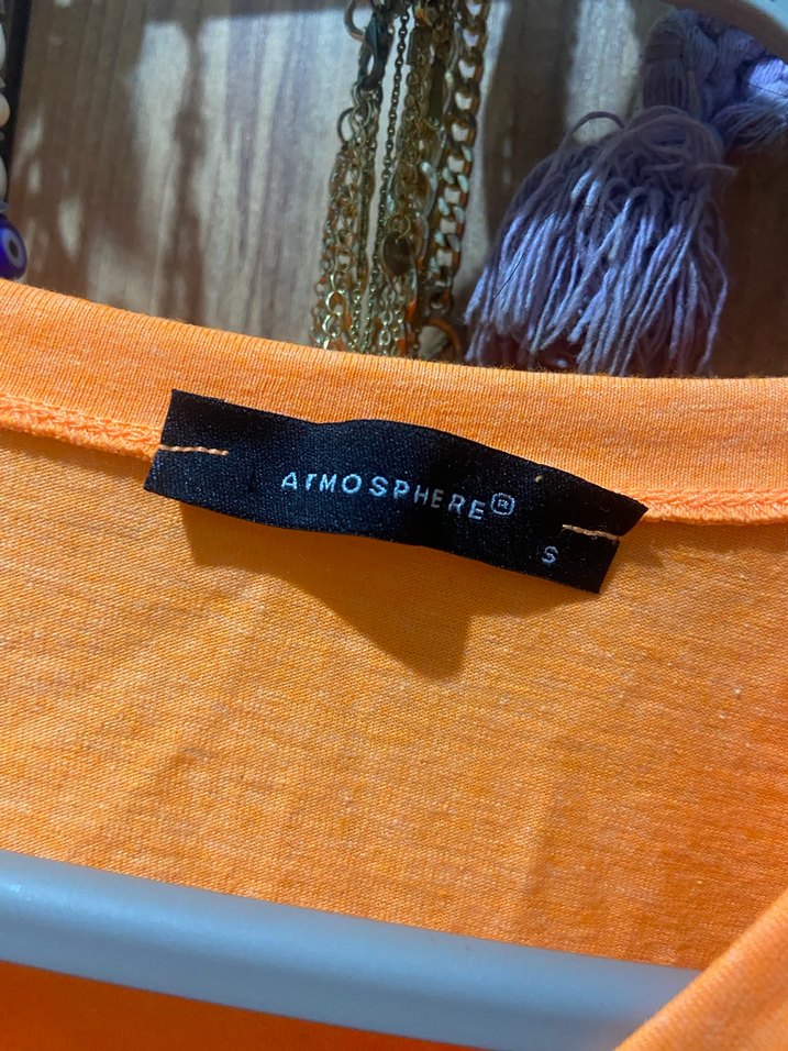 Turuncu Kısa Kollu V Yakalı Crop Top - Görsel 3