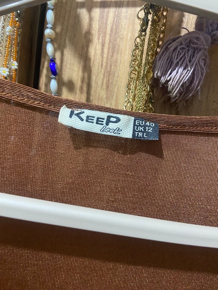 Kahverengi Uzun Kollu Kısa Kesim Bluz - Görsel 3