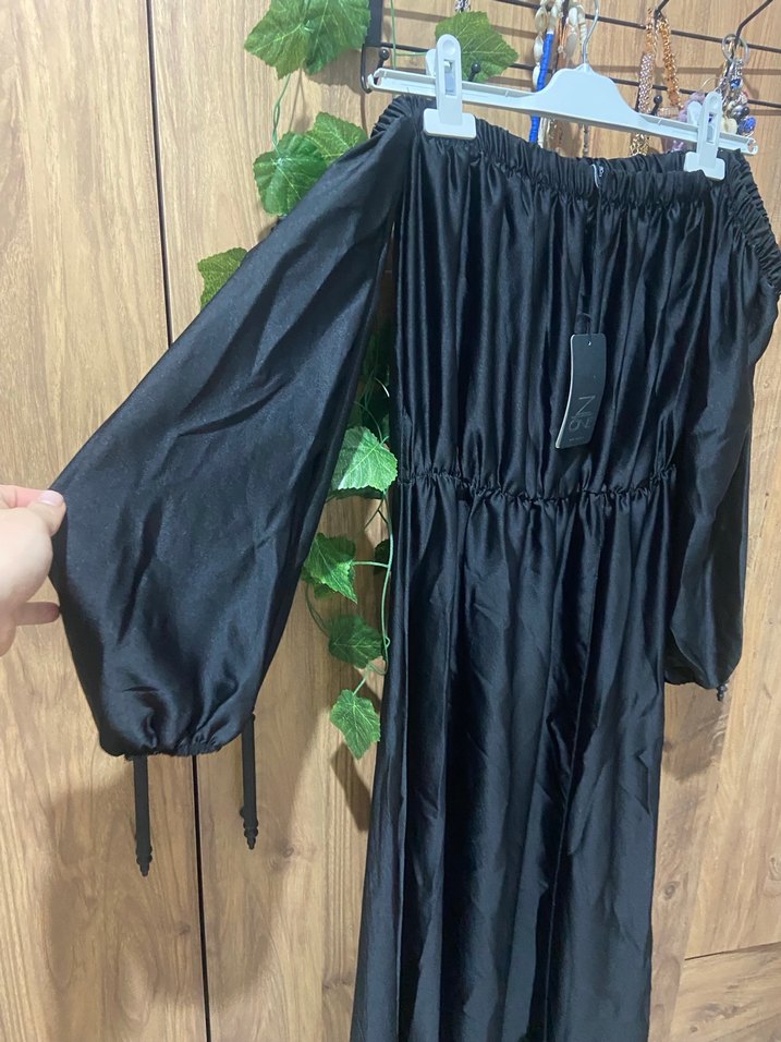 Siyah Uzun Kollu Salaş Kadın Elbise - Görsel 2