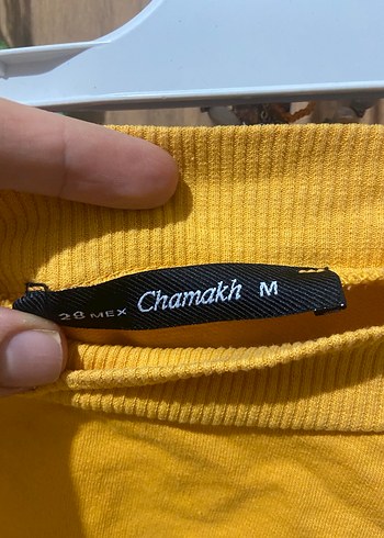 Sarı omzu açık Mini Salaş Sweatshirt - Görsel 2