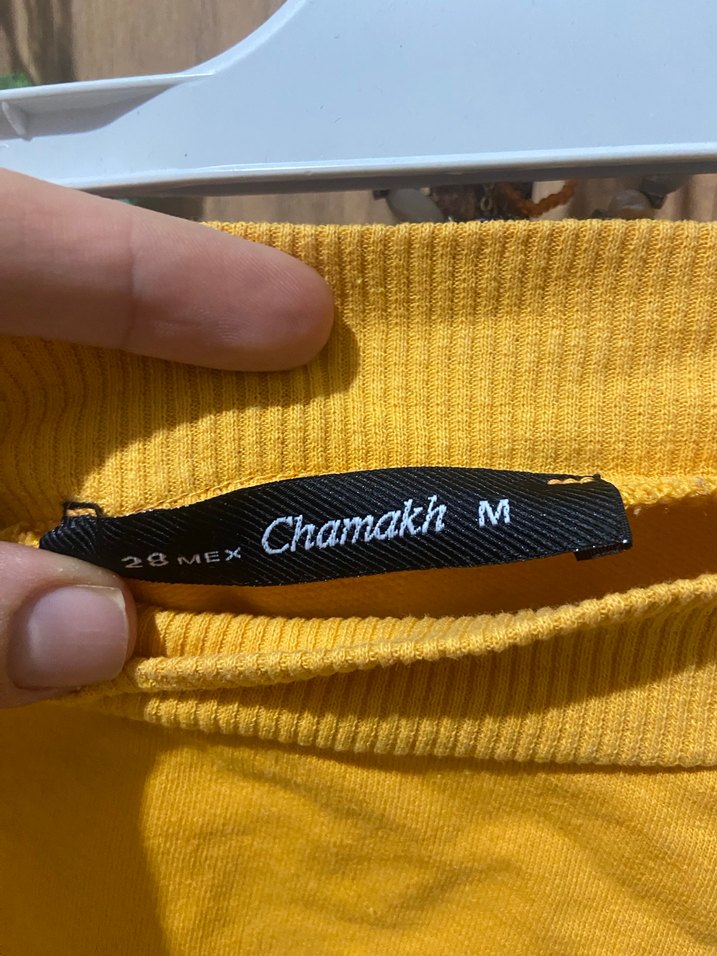 Sarı omzu açık Mini Salaş Sweatshirt - Görsel 2