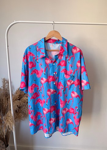 American Retro Flamingo Desenli Gomlek