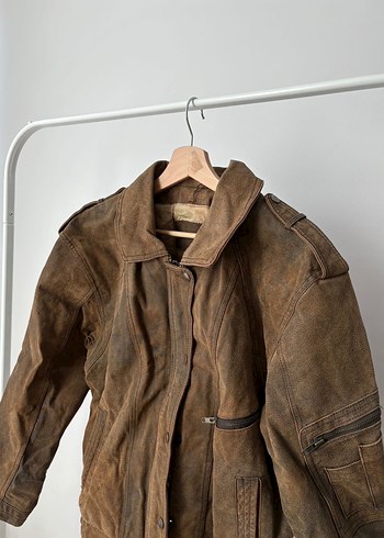 Nubuk süet kalın deri ceket bomber - Görsel 2