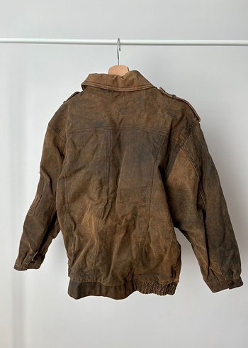 Nubuk süet kalın deri ceket bomber - Görsel 4