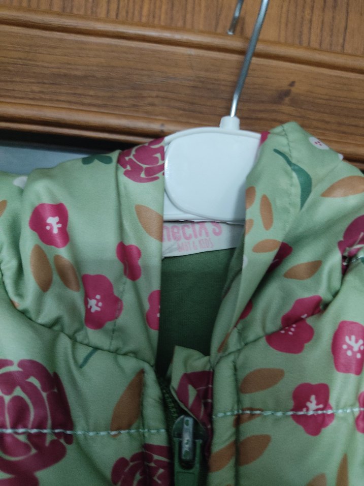 Kız Çocuk Çiçek Desenli Fermuarlı Yelek - Görsel 2