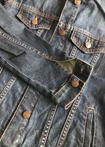 xs Beden Kadın Lacivert Düğmeli Denim Ceket
