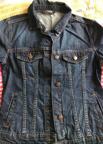 Kadın Lacivert Düğmeli Denim Ceket