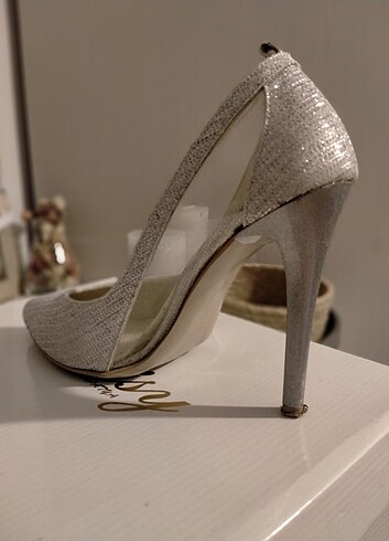 37 Beden gri Renk Gümüş Stiletto