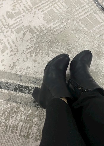 Siyah Deri Topuklu Goth Bot - Görsel 5